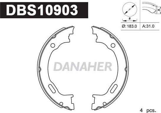 Danaher DBS10903 - Комплект гальм, ручник, парковка avtolavka.club