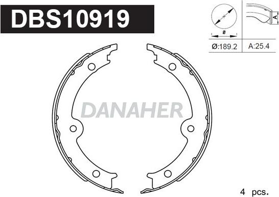 Danaher DBS10919 - Комплект гальм, ручник, парковка avtolavka.club