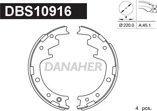 Danaher DBS10916 - Комплект гальм, барабанний механізм avtolavka.club