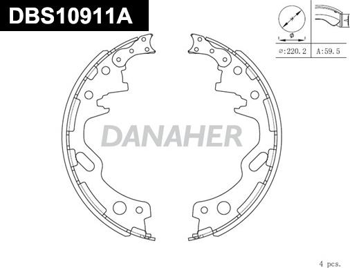 Danaher DBS10911A - Комплект гальм, барабанний механізм avtolavka.club