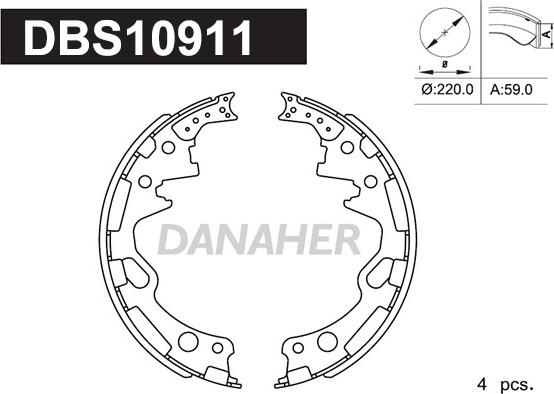 Danaher DBS10911 - Комплект гальм, барабанний механізм avtolavka.club