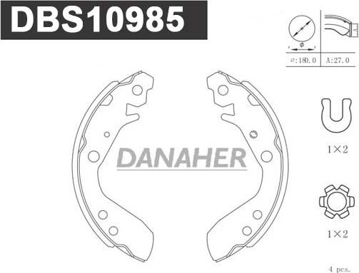 Danaher DBS10985 - Комплект гальм, барабанний механізм avtolavka.club