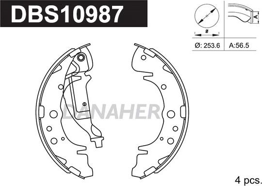 Danaher DBS10987 - Комплект гальм, барабанний механізм avtolavka.club