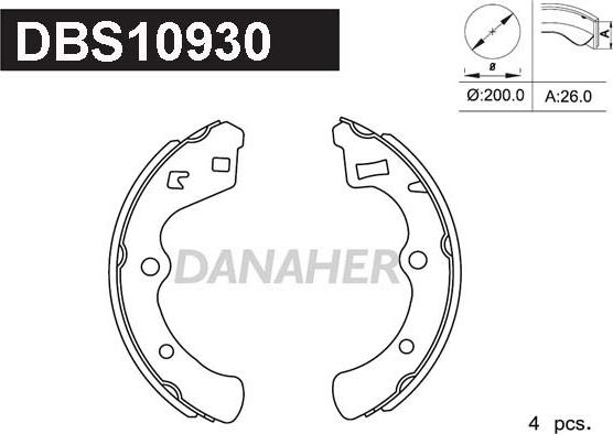 Danaher DBS10930 - Комплект гальм, барабанний механізм avtolavka.club