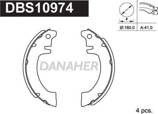 Danaher DBS10974 - Комплект гальм, барабанний механізм avtolavka.club