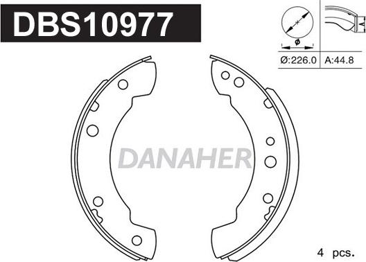 Danaher DBS10977 - Комплект гальм, барабанний механізм avtolavka.club