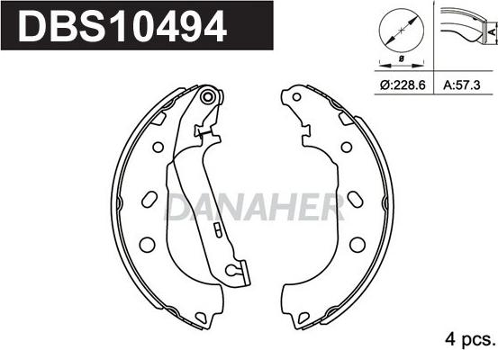 Danaher DBS10494 - Комплект гальм, барабанний механізм avtolavka.club