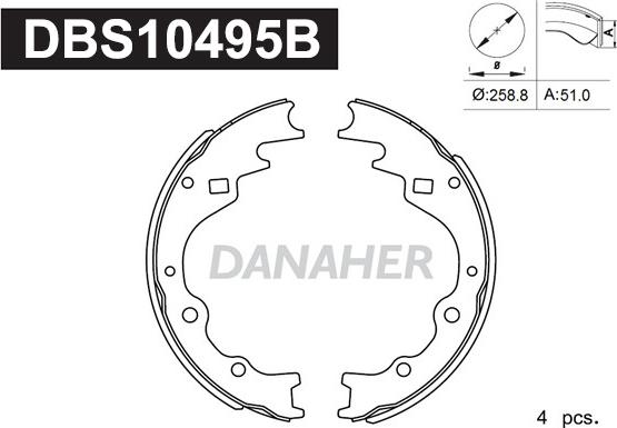Danaher DBS10495B - Комплект гальм, барабанний механізм avtolavka.club