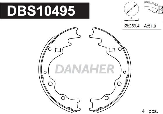 Danaher DBS10495 - Комплект гальм, барабанний механізм avtolavka.club