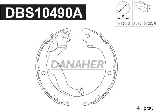 Danaher DBS10490A - Комплект гальм, ручник, парковка avtolavka.club