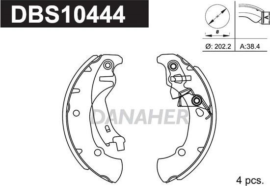 Danaher DBS10444 - Комплект гальм, барабанний механізм avtolavka.club