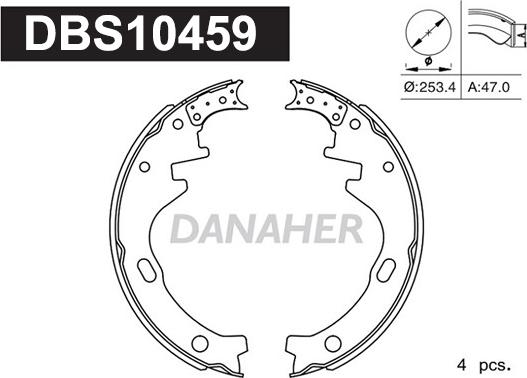 Danaher DBS10459 - Комплект гальм, барабанний механізм avtolavka.club