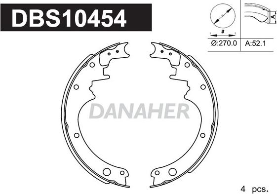 Danaher DBS10454 - Комплект гальм, барабанний механізм avtolavka.club