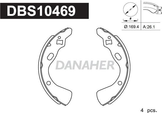 Danaher DBS10469 - Комплект гальм, барабанний механізм avtolavka.club