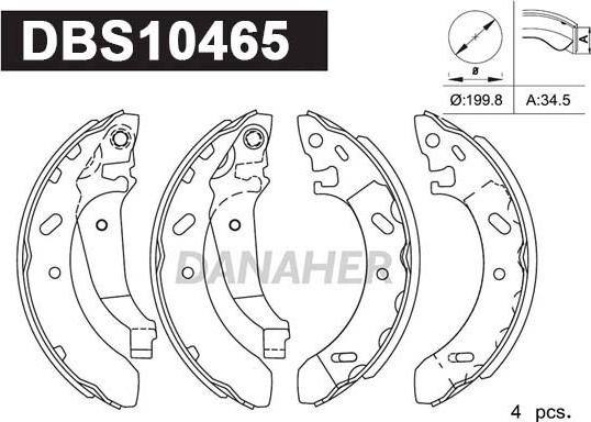 Danaher DBS10465 - Комплект гальм, барабанний механізм avtolavka.club