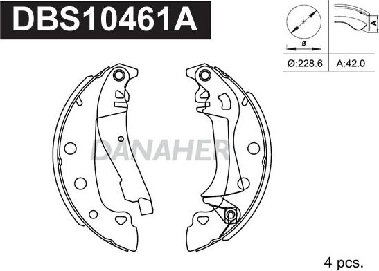 Danaher DBS10461A - Комплект гальм, барабанний механізм avtolavka.club