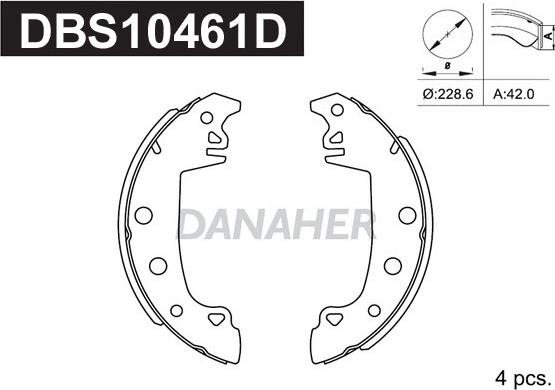 Danaher DBS10461D - Комплект гальм, барабанний механізм avtolavka.club