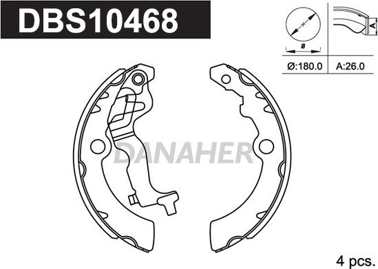 Danaher DBS10468 - Комплект гальм, барабанний механізм avtolavka.club