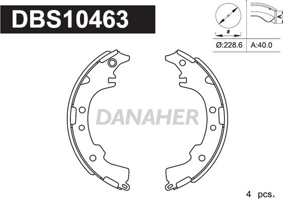 Danaher DBS10463 - Комплект гальм, барабанний механізм avtolavka.club