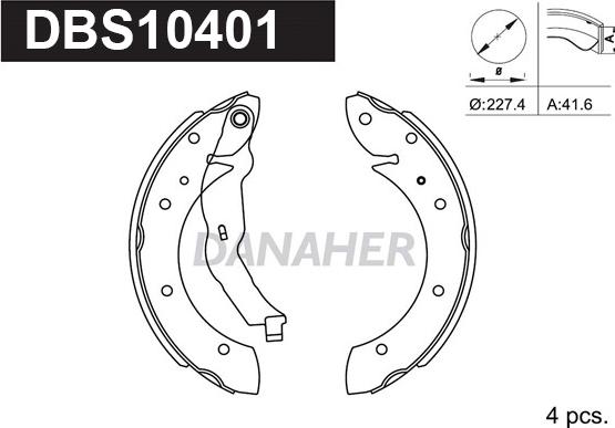 Danaher DBS10401 - Комплект гальм, барабанний механізм avtolavka.club