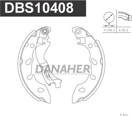 Danaher DBS10408 - Комплект гальм, барабанний механізм avtolavka.club