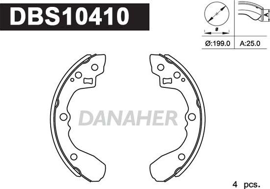 Danaher DBS10410 - Комплект гальм, барабанний механізм avtolavka.club