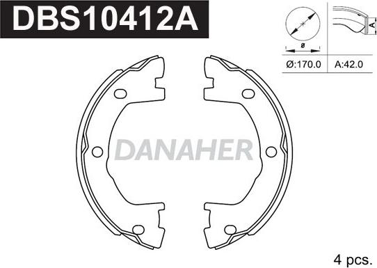 Danaher DBS10412A - Комплект гальм, ручник, парковка avtolavka.club