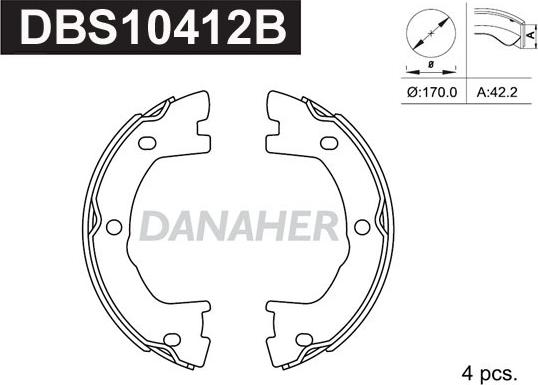 Danaher DBS10412B - Комплект гальм, ручник, парковка avtolavka.club