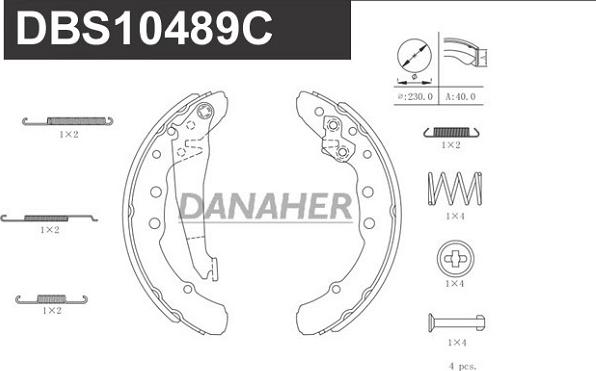 Danaher DBS10489C - Комплект гальм, барабанний механізм avtolavka.club
