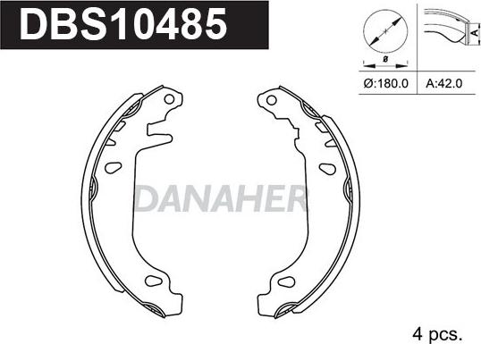 Danaher DBS10485 - Комплект гальм, барабанний механізм avtolavka.club