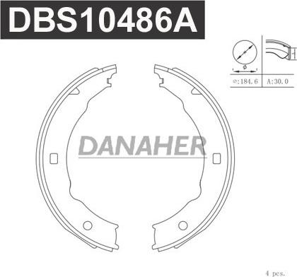 Danaher DBS10486A - Комплект гальм, ручник, парковка avtolavka.club