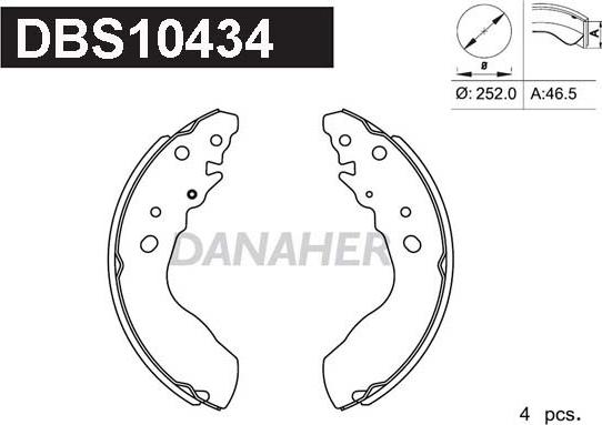 Danaher DBS10434 - Комплект гальм, барабанний механізм avtolavka.club