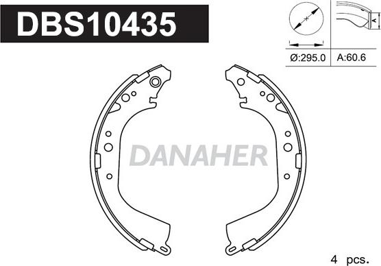 Danaher DBS10435 - Комплект гальм, барабанний механізм avtolavka.club