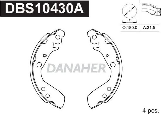Danaher DBS10430A - Комплект гальм, барабанний механізм avtolavka.club