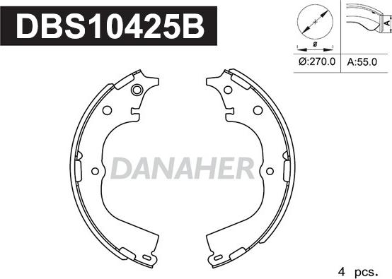 Danaher DBS10425B - Комплект гальм, барабанний механізм avtolavka.club