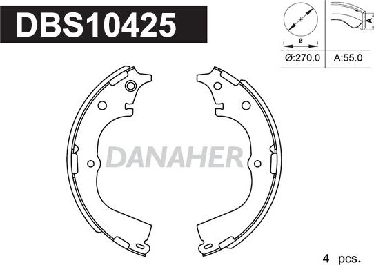 Danaher DBS10425 - Комплект гальм, барабанний механізм avtolavka.club