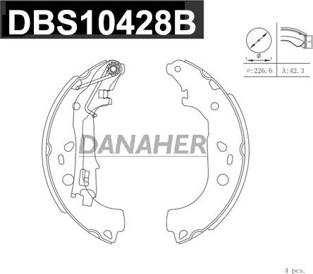 Danaher DBS10428B - Комплект гальм, барабанний механізм avtolavka.club