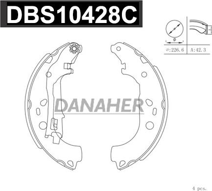 Danaher DBS10428C - Комплект гальм, барабанний механізм avtolavka.club