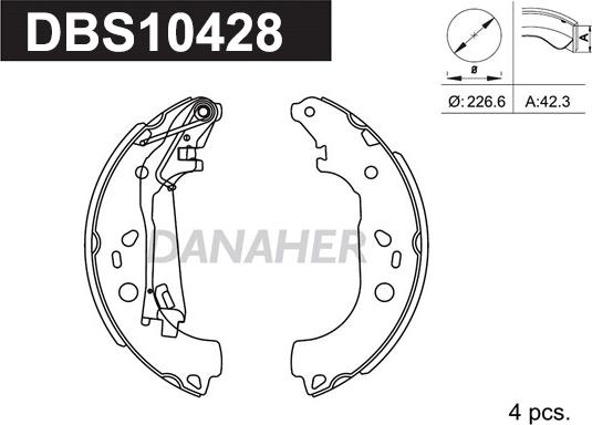 Danaher DBS10428 - Комплект гальм, барабанний механізм avtolavka.club