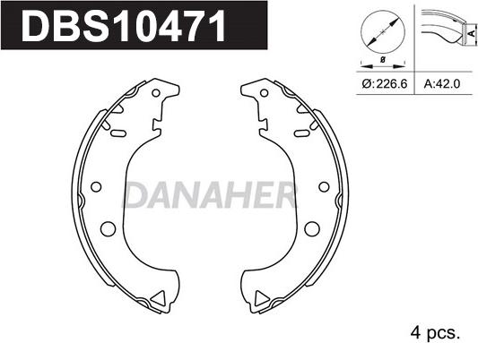 Danaher DBS10471 - Комплект гальм, барабанний механізм avtolavka.club