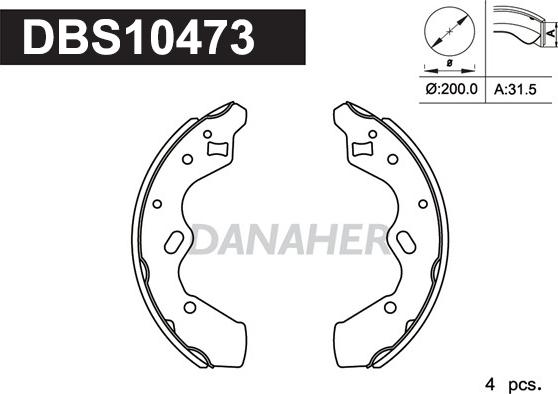 Danaher DBS10473 - Комплект гальм, барабанний механізм avtolavka.club