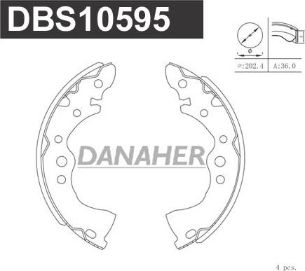 Danaher DBS10595 - Комплект гальм, барабанний механізм avtolavka.club