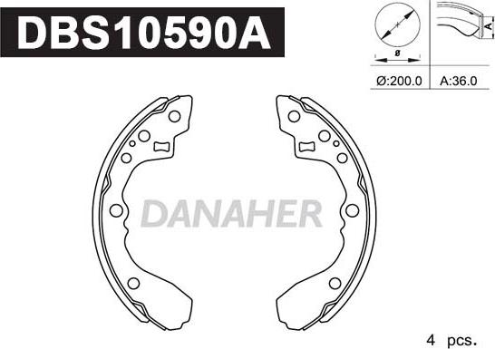 Danaher DBS10590A - Комплект гальм, барабанний механізм avtolavka.club