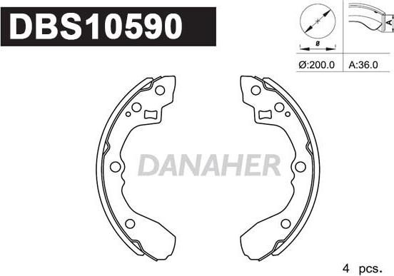 Danaher DBS10590 - Комплект гальм, барабанний механізм avtolavka.club