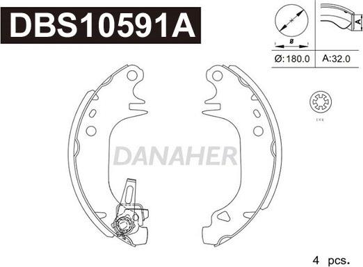 Danaher DBS10591A - Комплект гальм, барабанний механізм avtolavka.club