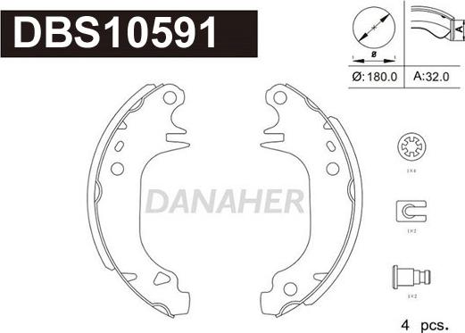 Danaher DBS10591 - Комплект гальм, барабанний механізм avtolavka.club