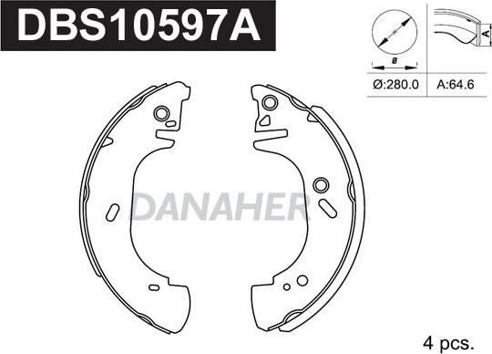Danaher DBS10597A - Комплект гальм, барабанний механізм avtolavka.club