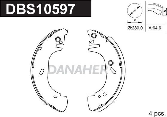 Danaher DBS10597 - Комплект гальм, барабанний механізм avtolavka.club