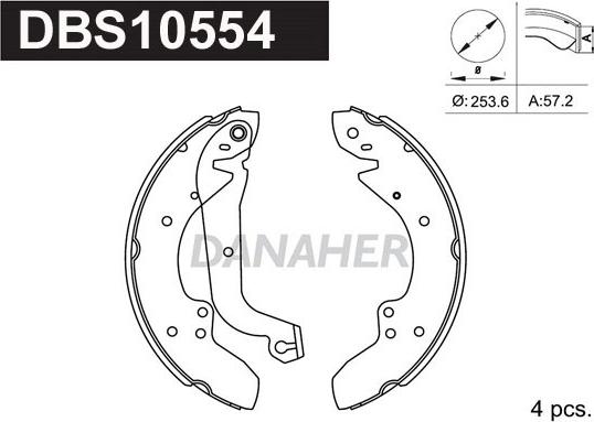 Danaher DBS10554 - Комплект гальм, барабанний механізм avtolavka.club