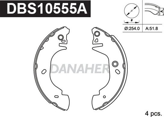 Danaher DBS10555A - Комплект гальм, барабанний механізм avtolavka.club